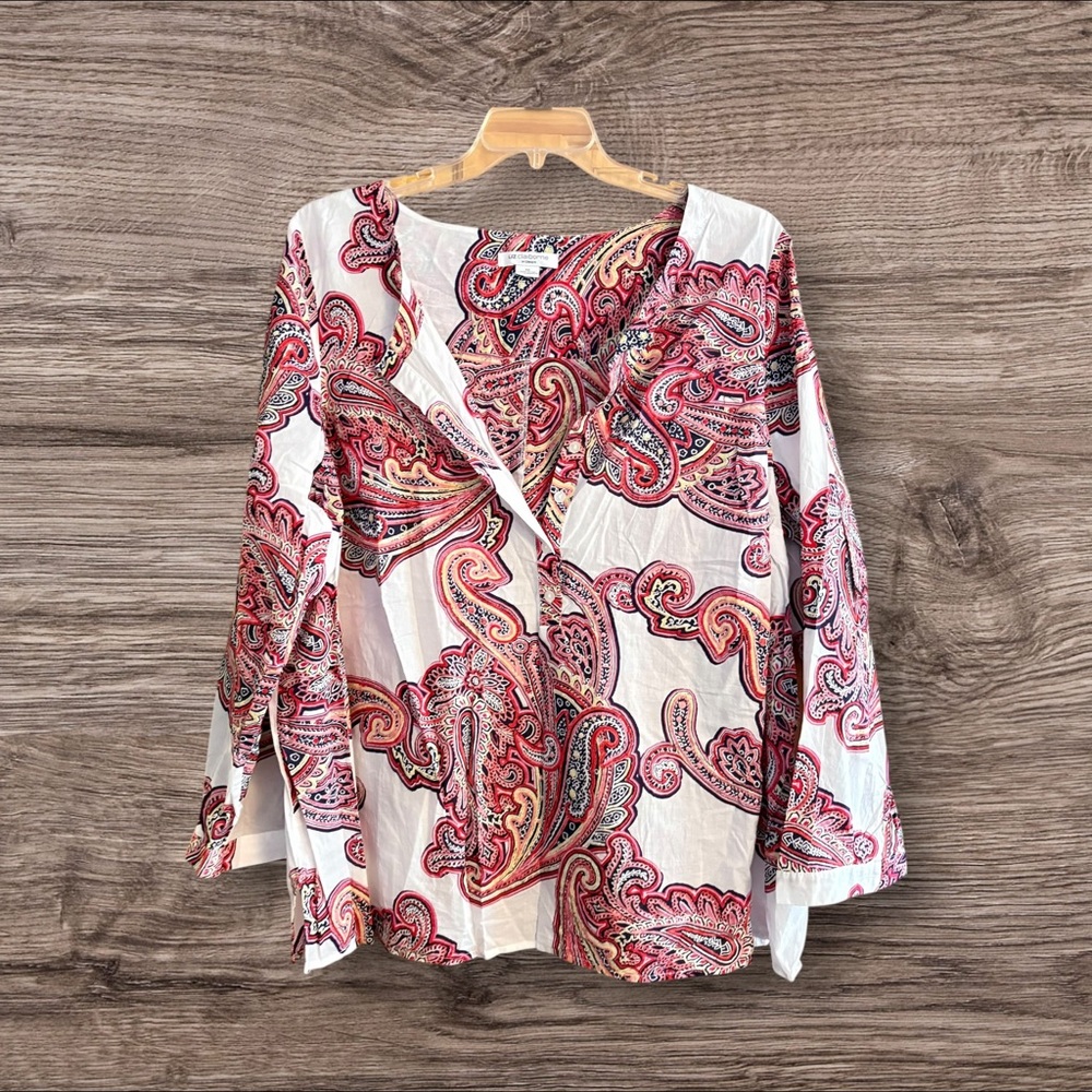 Liz Claiborne Red and White Paisley Blouse - plus size  -  new.